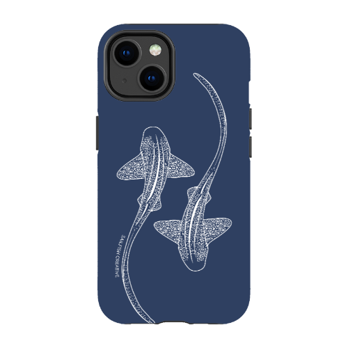 iPhone Tough Phone Case - Leopard Sharks Outline Navy - Sailfish Creative