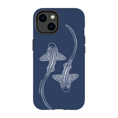iPhone Tough Phone Case - Leopard Sharks Outline Navy - Sailfish Creative