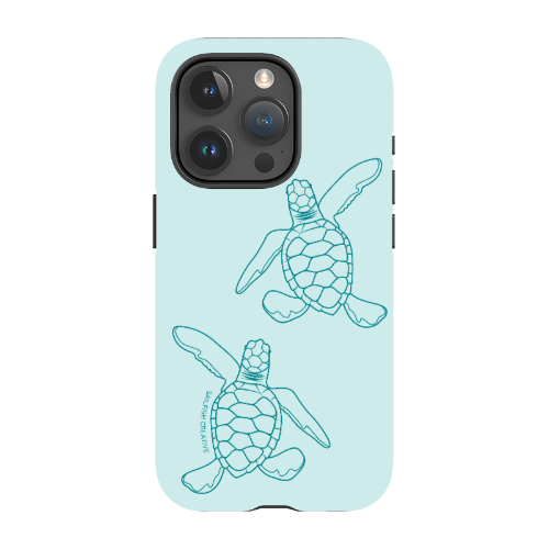 iPhone Tough Phone Case - Turtle Hatchlings Outline Teal - Sailfish Creative