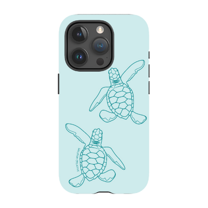 iPhone Tough Phone Case - Turtle Hatchlings Outline Teal - Sailfish Creative