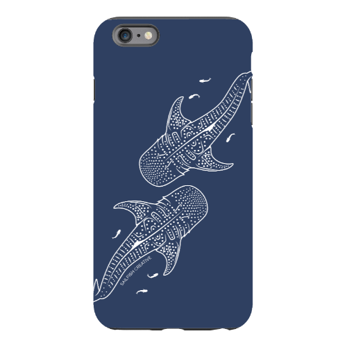 iPhone Tough Phone Case - Whale Sharks Outline Navy - Sailfish Creative
