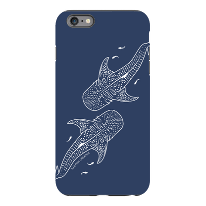 iPhone Tough Phone Case - Whale Sharks Outline Navy - Sailfish Creative