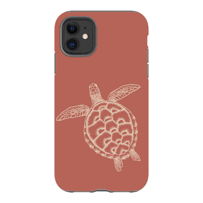 iPhone Tough Case - Turtle Outline Rusty Coral