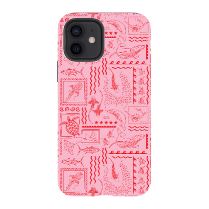 iPhone Tough Phone Case - Busy Print Pinks