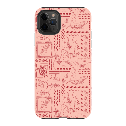 iPhone Tough Phone Case - Busy Print Coral