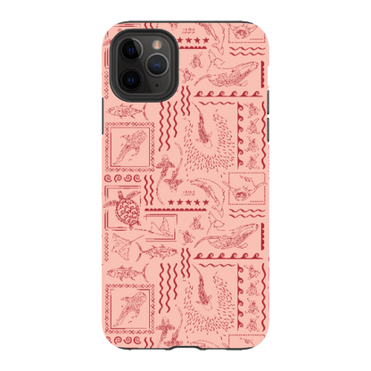 iPhone Tough Phone Case - Busy Print Coral