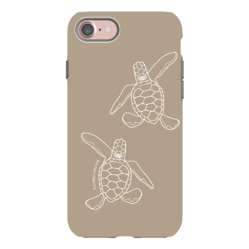 iPhone Tough Phone Case - Turtle Hatchlings Outline Natural