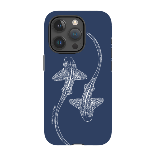 iPhone Tough Phone Case - Leopard Sharks Outline Navy - Sailfish Creative