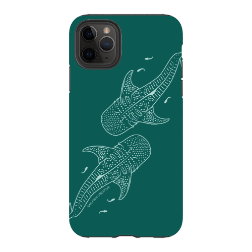 iPhone Tough Case - Whale Sharks Outline Emerald