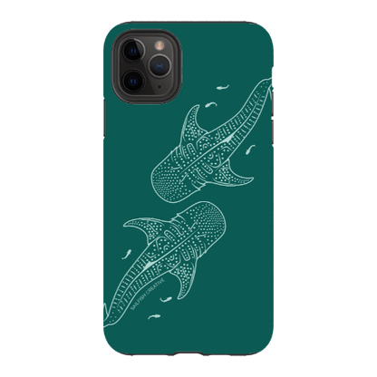 iPhone Tough Case - Whale Sharks Outline Emerald