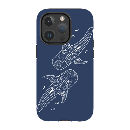 iPhone MagSafe Tough Case - Whale Sharks Outline Navy - Sailfish Creative
