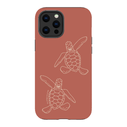 iPhone Tough Case - Turtle Hatchlings Outline Rusty Coral