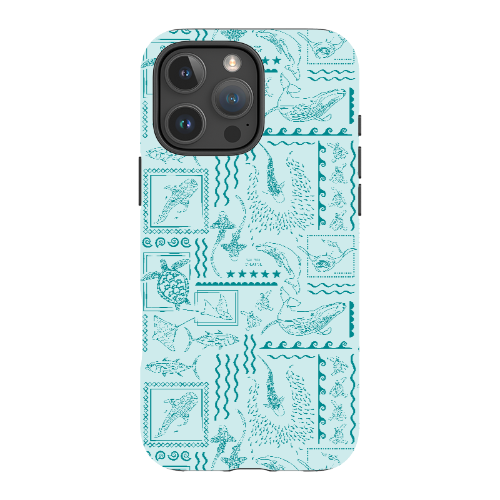 iPhone MagSafe Tough Phone Case - Busy Print Teal