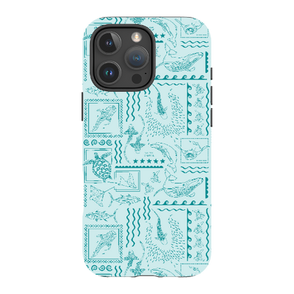 iPhone MagSafe Tough Phone Case - Busy Print Teal