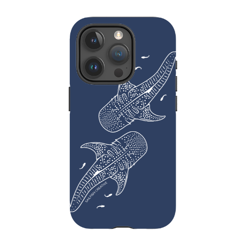 iPhone MagSafe Tough Case - Whale Sharks Outline Navy - Sailfish Creative