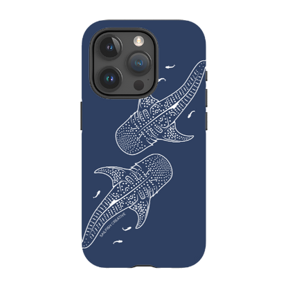 iPhone MagSafe Tough Case - Whale Sharks Outline Navy - Sailfish Creative