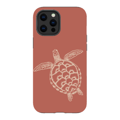 iPhone Tough Case - Turtle Outline Rusty Coral
