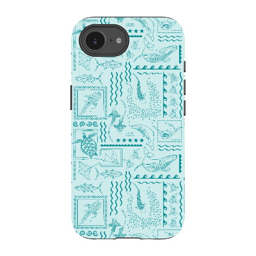 iPhone Tough Phone Case - Busy Print Teal