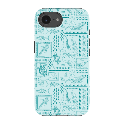 iPhone Tough Phone Case - Busy Print Teal