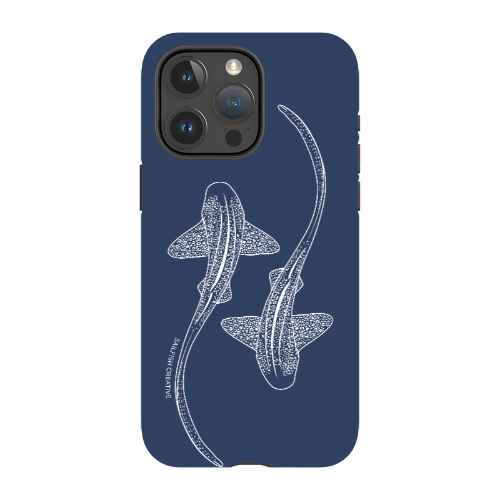 iPhone Tough Phone Case - Leopard Sharks Outline Navy - Sailfish Creative