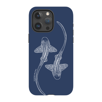 iPhone Tough Phone Case - Leopard Sharks Outline Navy - Sailfish Creative
