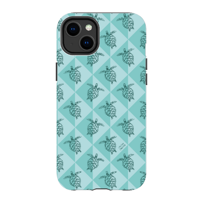 iPhone Tough Phone Case - Turtle Diamonds Teal