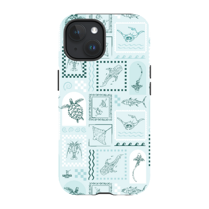 iPhone MagSafe Tough Phone Case - Arches Print Teal