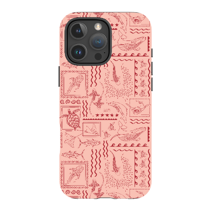 iPhone Tough Phone Case - Busy Print Coral