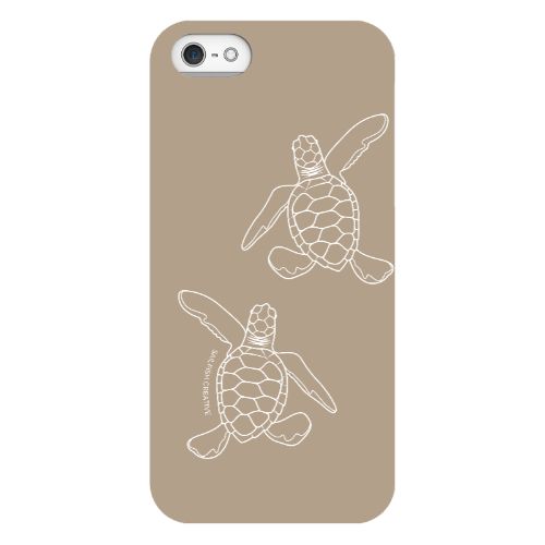 iPhone Tough Phone Case - Turtle Hatchlings Outline Natural - Sailfish Creative