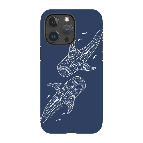 iPhone Tough Phone Case - Whale Sharks Outline Navy - Sailfish Creative