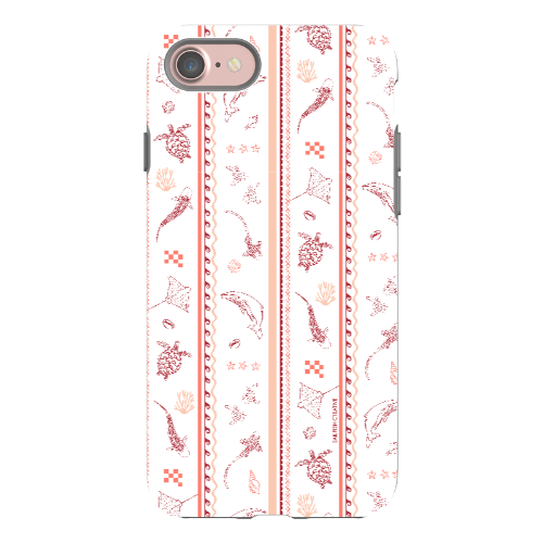 iPhone Tough Phone Case - Candy Stripes Coral