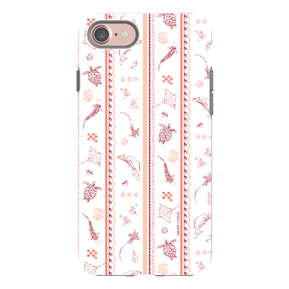 iPhone Tough Phone Case - Candy Stripes Coral