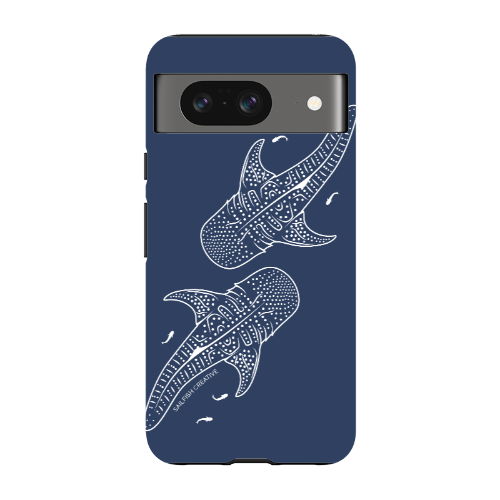 Google Pixel Tough Phone Case - Whale Sharks Outline Navy - Sailfish Creative