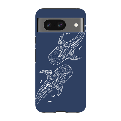 Google Pixel Tough Phone Case - Whale Sharks Outline Navy - Sailfish Creative
