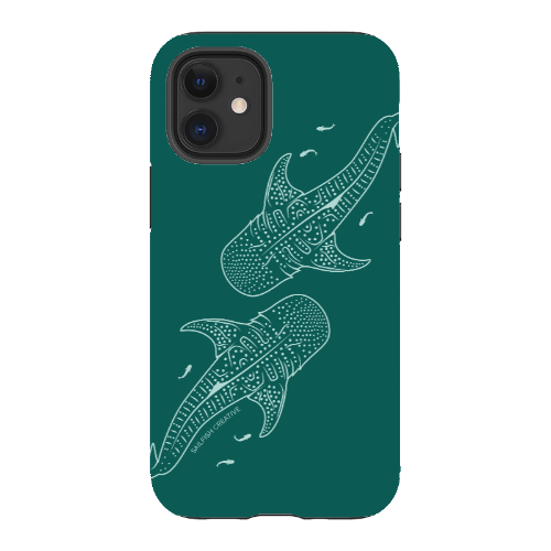 iPhone Tough Case - Whale Sharks Outline Emerald