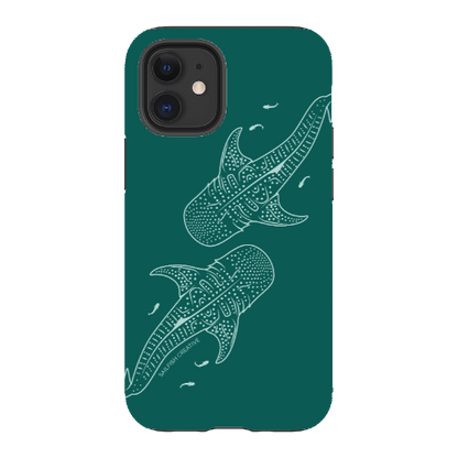 iPhone Tough Case - Whale Sharks Outline Emerald