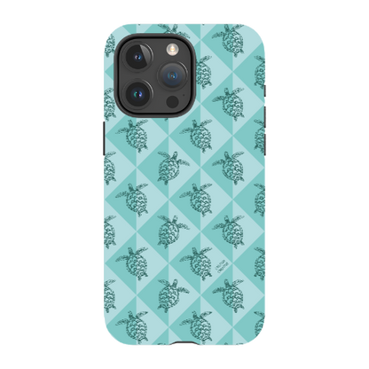 iPhone Tough Phone Case - Turtle Diamonds Teal