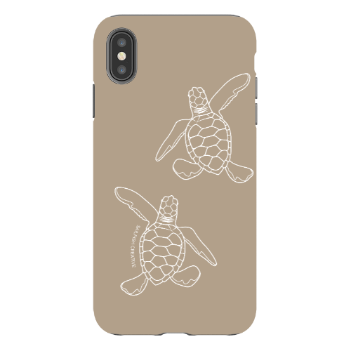 iPhone Tough Phone Case - Turtle Hatchlings Outline Natural