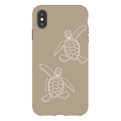 iPhone Tough Phone Case - Turtle Hatchlings Outline Natural