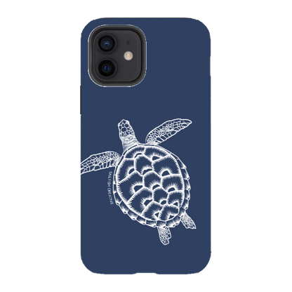 iPhone Tough Phone Case - Turtle Outline Navy - Sailfish Creative