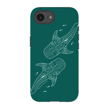 iPhone Tough Case - Whale Sharks Outline Emerald