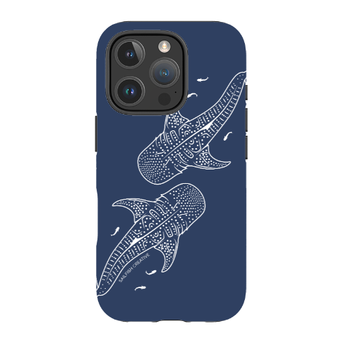 iPhone MagSafe Tough Case - Whale Sharks Outline Navy - Sailfish Creative