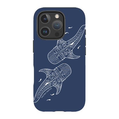 iPhone MagSafe Tough Case - Whale Sharks Outline Navy - Sailfish Creative
