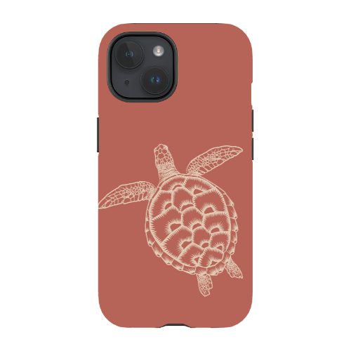 iPhone Tough Case - Turtle Outline Rusty Coral