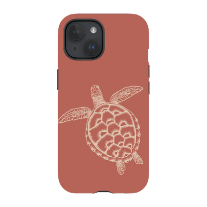 iPhone Tough Case - Turtle Outline Rusty Coral