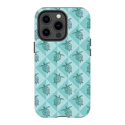 iPhone Tough Phone Case - Turtle Diamonds Teal