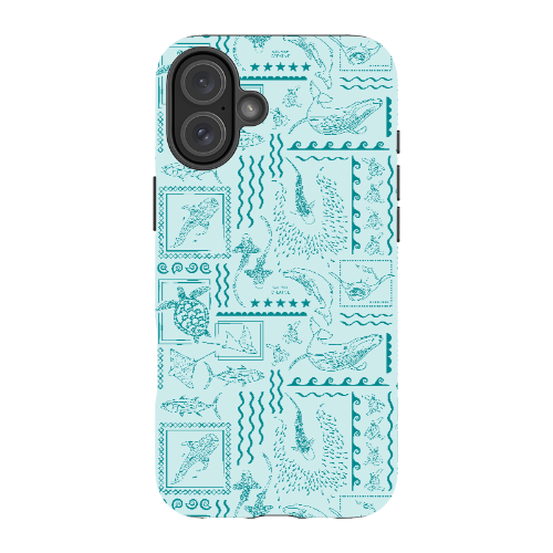 iPhone MagSafe Tough Phone Case - Busy Print Teal