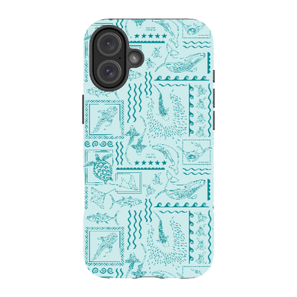 iPhone MagSafe Tough Phone Case - Busy Print Teal