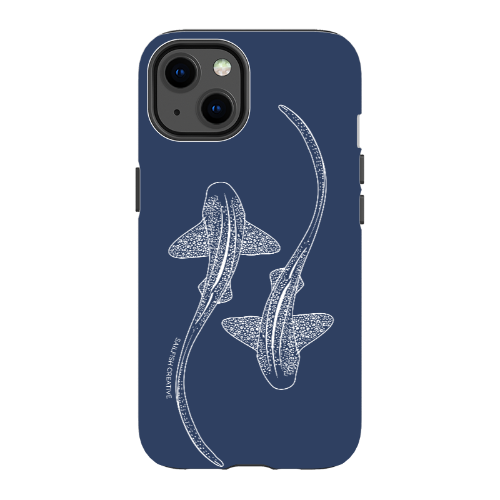 iPhone Tough Phone Case - Leopard Sharks Outline Navy - Sailfish Creative