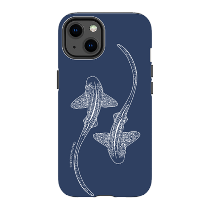iPhone Tough Phone Case - Leopard Sharks Outline Navy - Sailfish Creative
